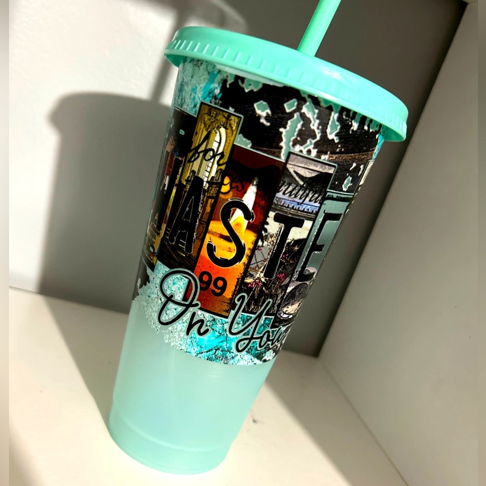 24 oz NEW Handmade Teal Cup Wasted